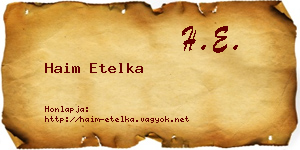 Haim Etelka névjegykártya